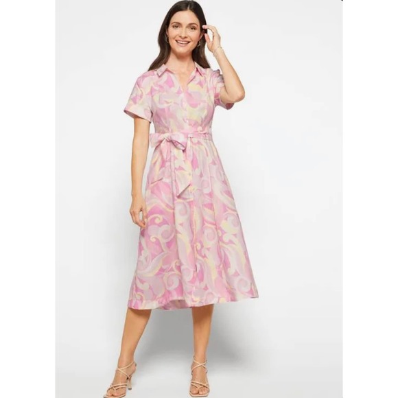 HILL HOUSE Candy Kaleidoscope The Lily Button Down Linen Shirt Dress size XXS - Picture 1 of 13